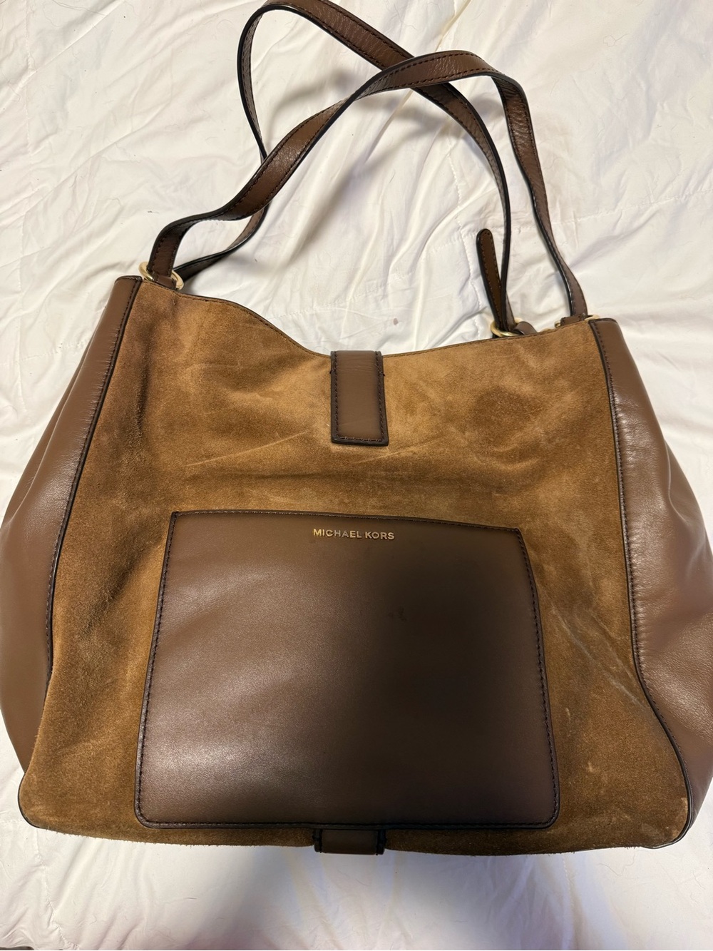 Michael Kors Brown Suede & Leather Shoulder Bag